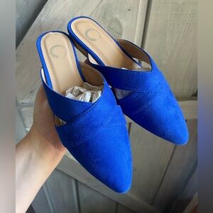 Journee Collection Giada Womens Round Mules Suedette Royal Blue‎ Size 5.5